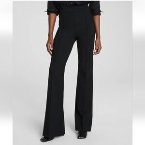 SPANX Supersmooth PerfectFit Ponte Flare Pants Womens Med Black Pintuck Pull On